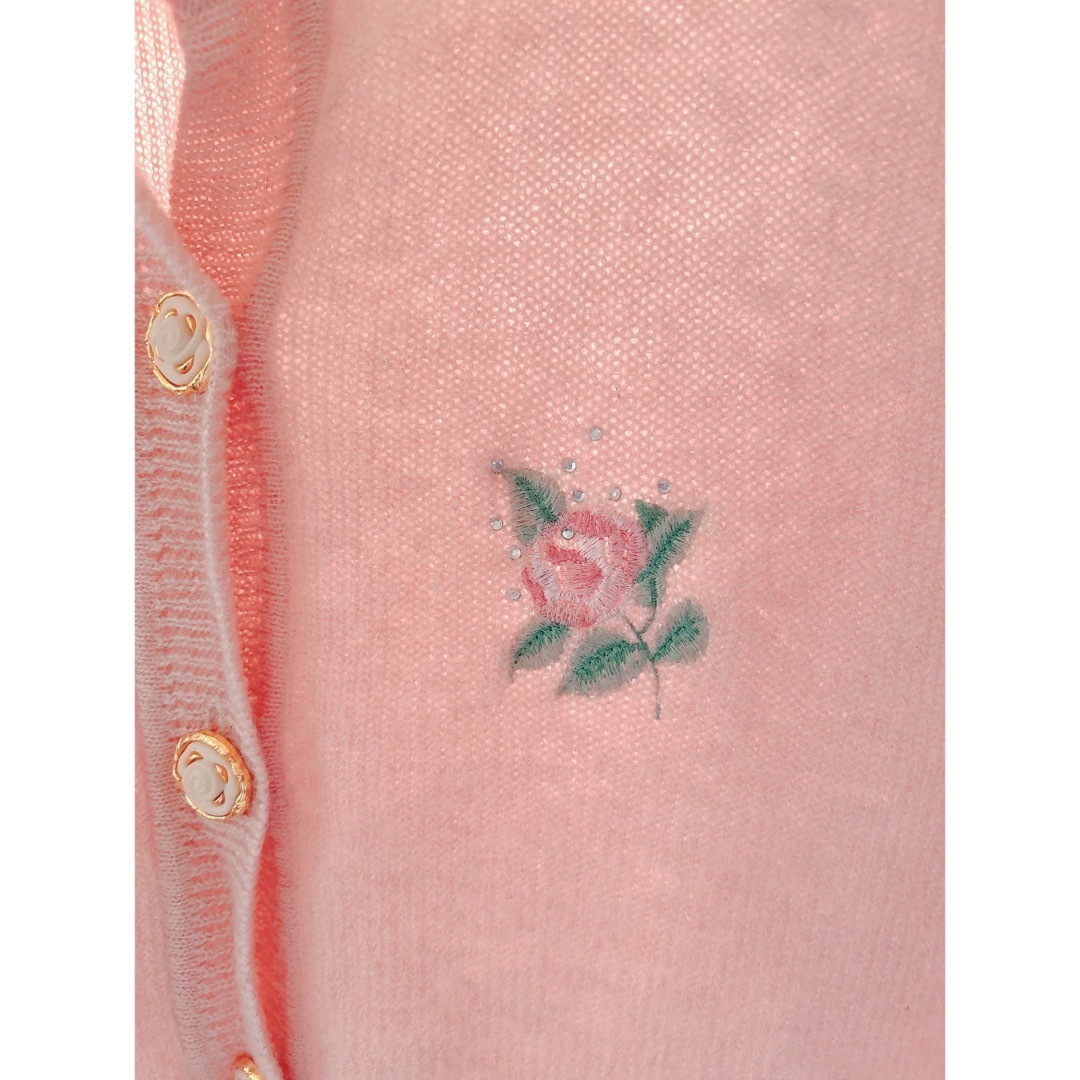 Grimoire(グリモワール)のvintage ベビーピンク　カーディガン  刺繍 レディースのトップス(カーディガン)の商品写真