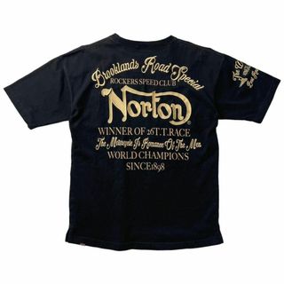 美品 Norton ノートン 豪華刺繍 ポケット付き 半袖 Tシャツ L 黒