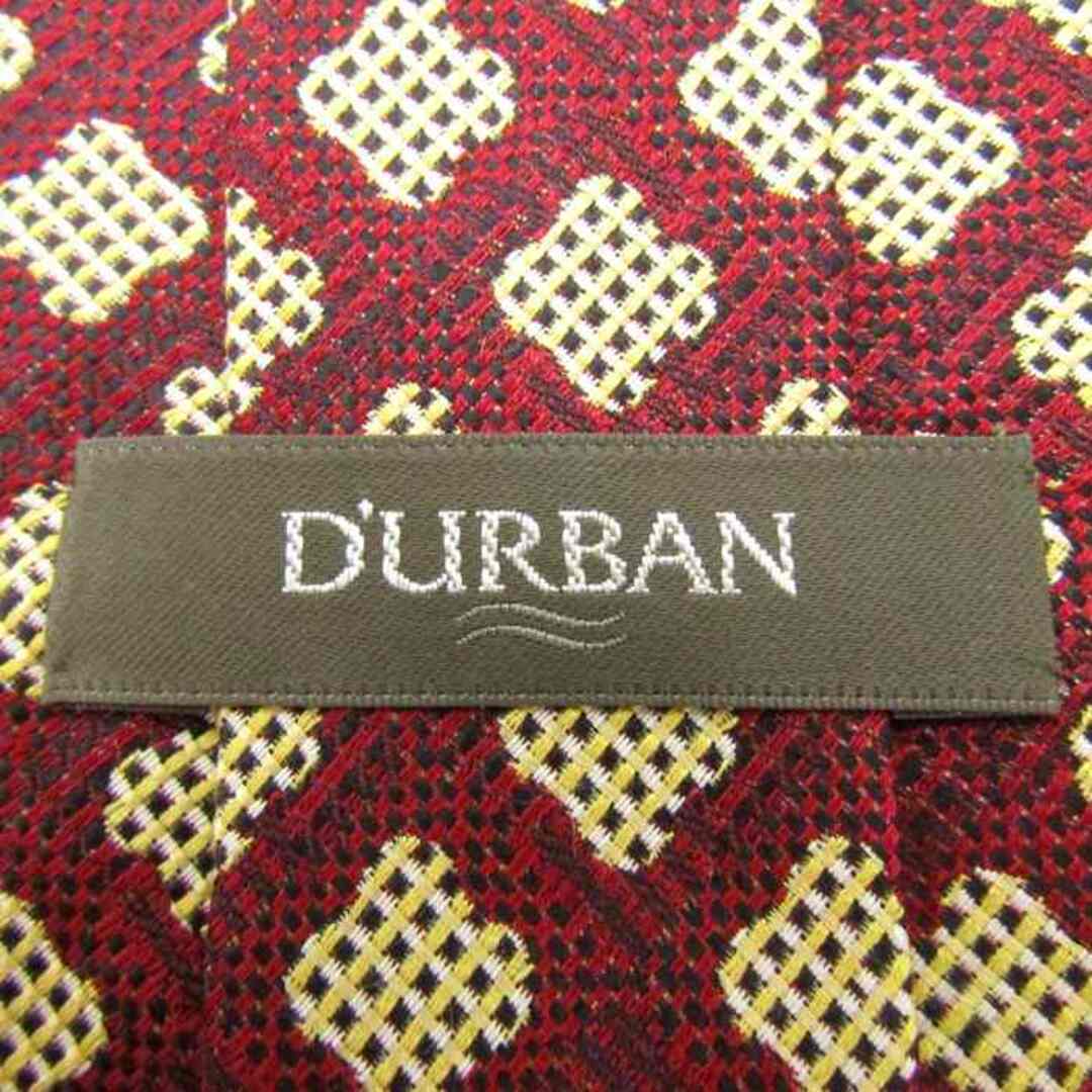 D’URBAN(ダーバン)のダーバン ブランド ネクタイ シルク 小紋柄 総柄 格子柄 メンズ レッド Durban メンズのファッション小物(ネクタイ)の商品写真