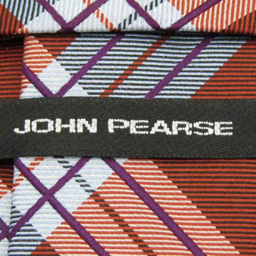 ジョンピアース ブランド ネクタイ シルク チェック柄 格子柄 メンズ オレンジ JOHN PEARSE メンズのファッション小物(ネクタイ)の商品写真