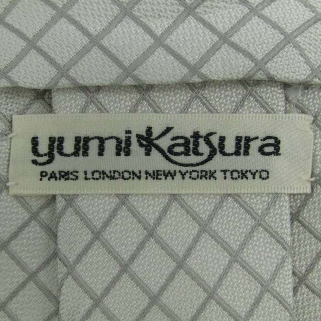 ユミ カツラ ブランド ネクタイ シルク 格子柄 チェック柄 メンズ ホワイト YUMI KATSURA メンズのファッション小物(ネクタイ)の商品写真