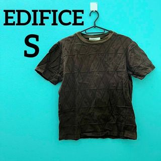 エディフィス(EDIFICE)の【美品】エディフィス Tシャツ カットソー ブラウン 柄 Sサイズ ひし形(Tシャツ/カットソー(半袖/袖なし))