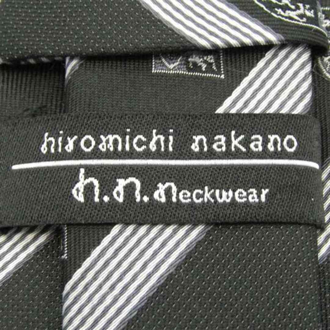 HIROMICHI NAKANO(ヒロミチナカノ)のヒロミチナカノ ブランド ネクタイ シルク ストライプ柄 メンズ ブラック hiromichi nakano メンズのファッション小物(ネクタイ)の商品写真