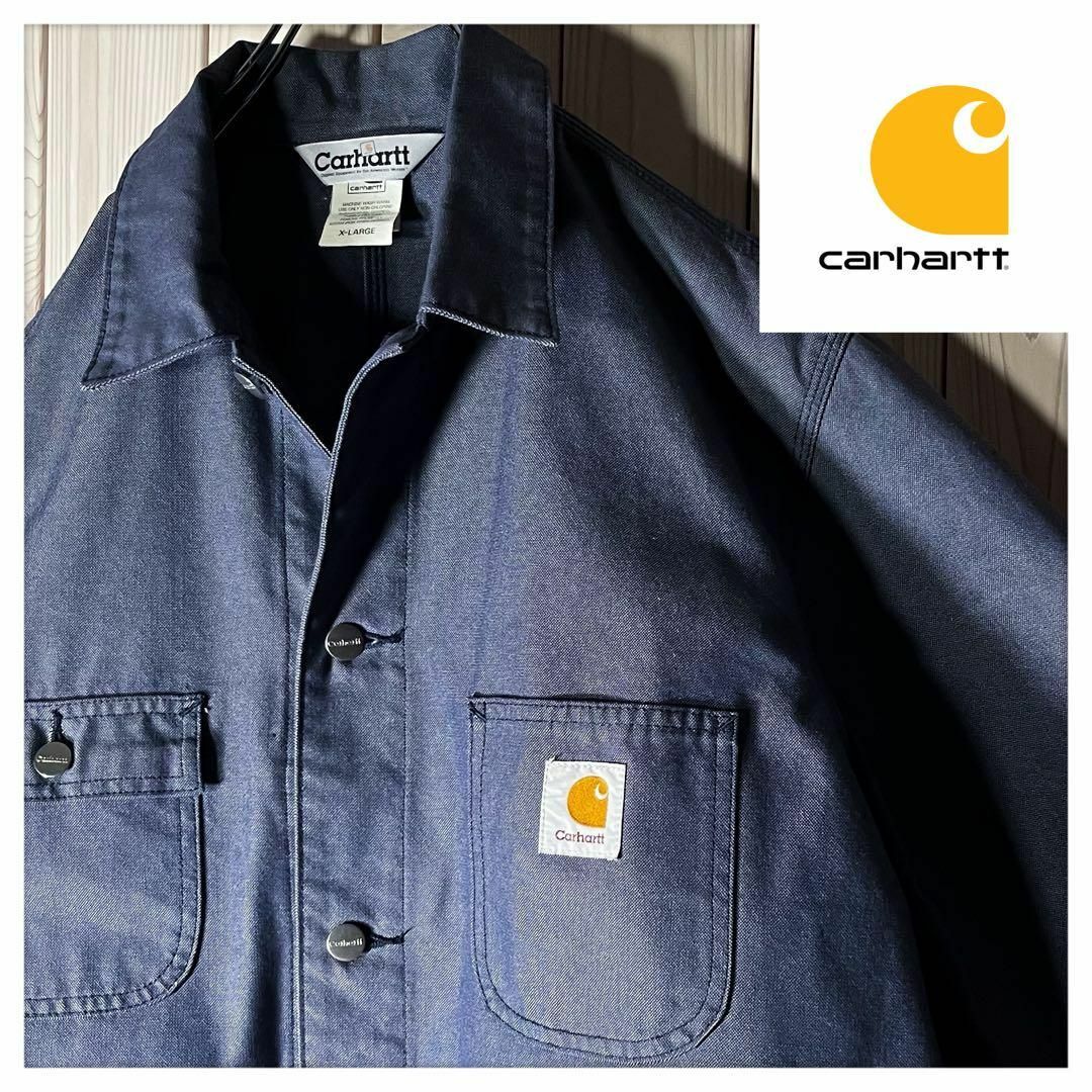 carhartt(カーハート)の【良品 XL】カーハート 刺繍ロゴ ミシガン チョアコート 肉厚 メンズのジャケット/アウター(カバーオール)の商品写真