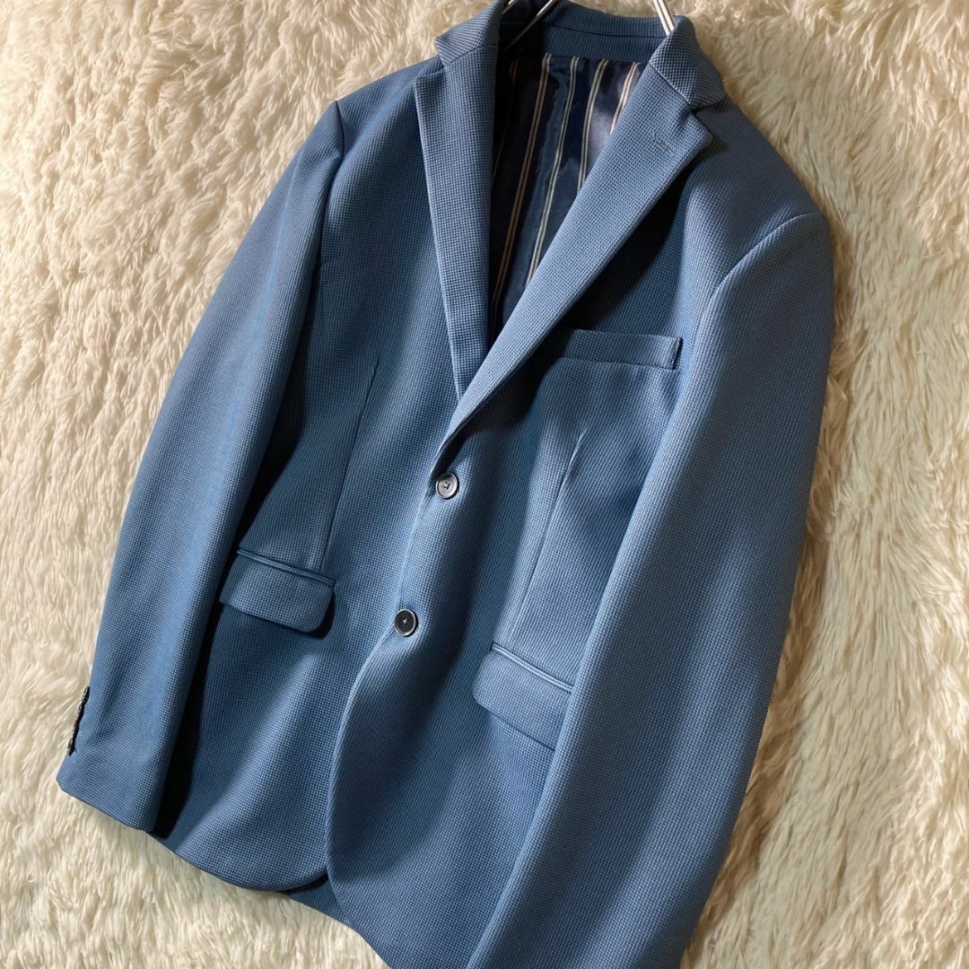 ZARA(ザラ)の美品 ZARA ザラ テーラードジャケット パステルカラー 青系 ブルー 36 レディースのジャケット/アウター(テーラードジャケット)の商品写真