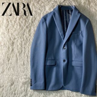 ザラ(ZARA)の美品 ZARA ザラ テーラードジャケット パステルカラー 青系 ブルー 36(テーラードジャケット)