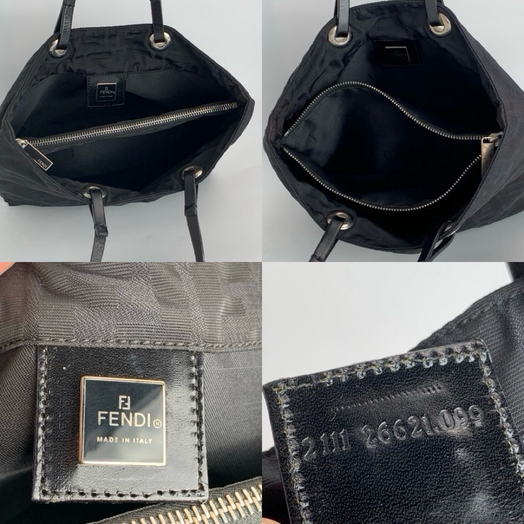 FENDI(フェンディ)の良品　フェンディ トートバッグ ズッカ柄 PVC×レザー  ブラック 黒  レディースのバッグ(トートバッグ)の商品写真