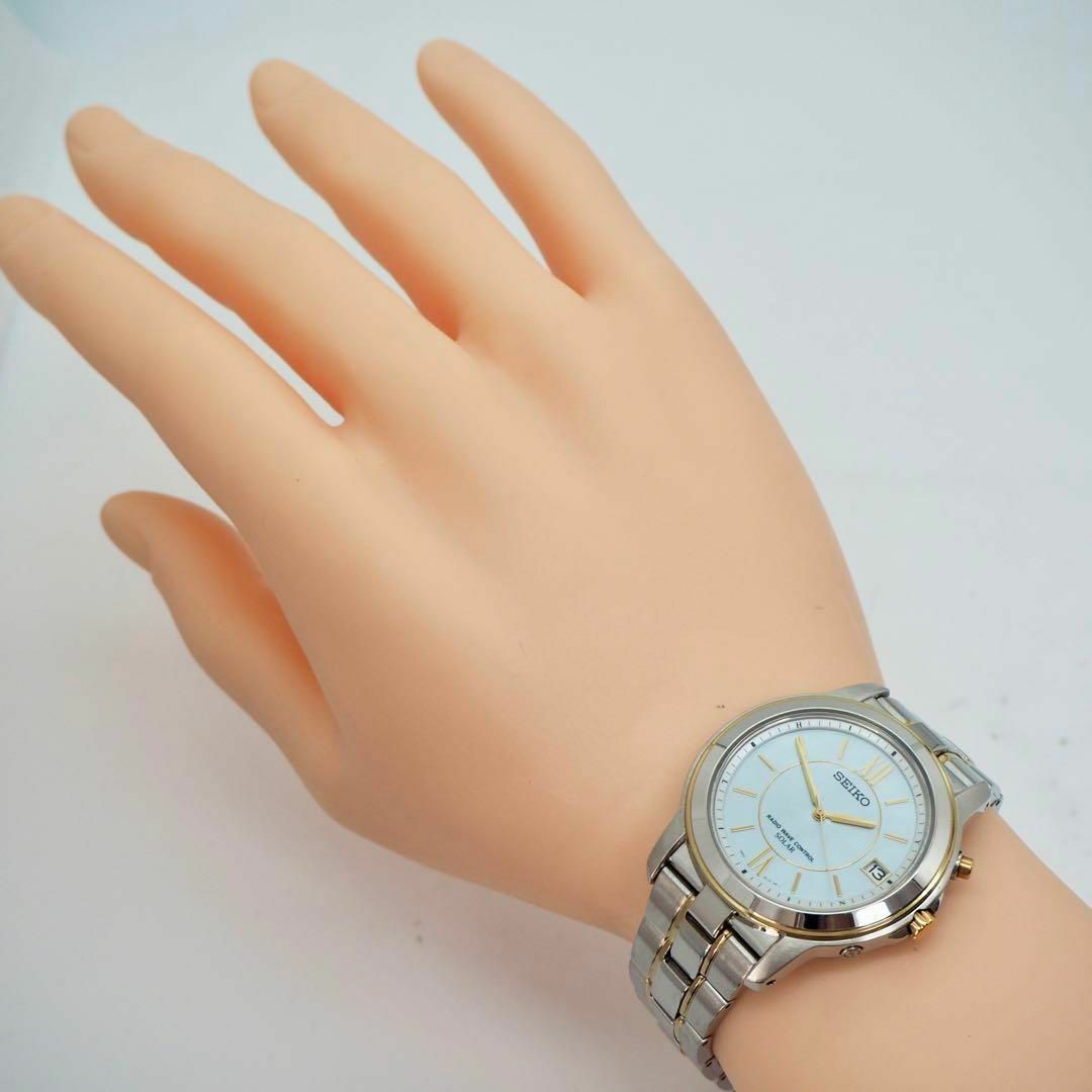 SEIKO(セイコー)の336 SEIKO セイコー時計　電波ソーラー時計　メンズ腕時計　ホワイトシェル メンズの時計(腕時計(アナログ))の商品写真
