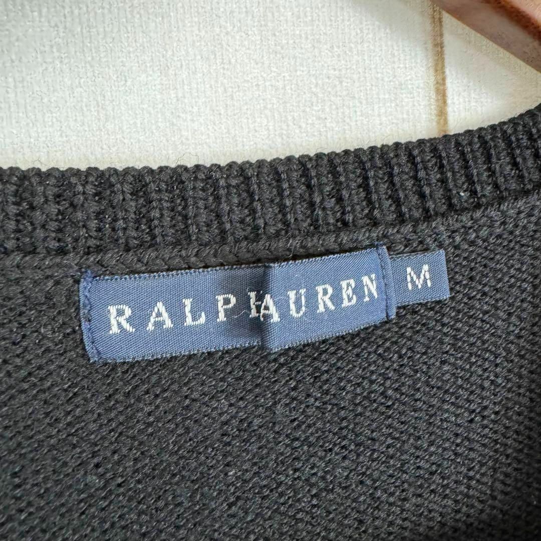 Ralph Lauren(ラルフローレン)の【定番デザイン】　ラルフローレン　ニットベスト　ウール　ブラック　無地　Ｍ レディースのトップス(ベスト/ジレ)の商品写真