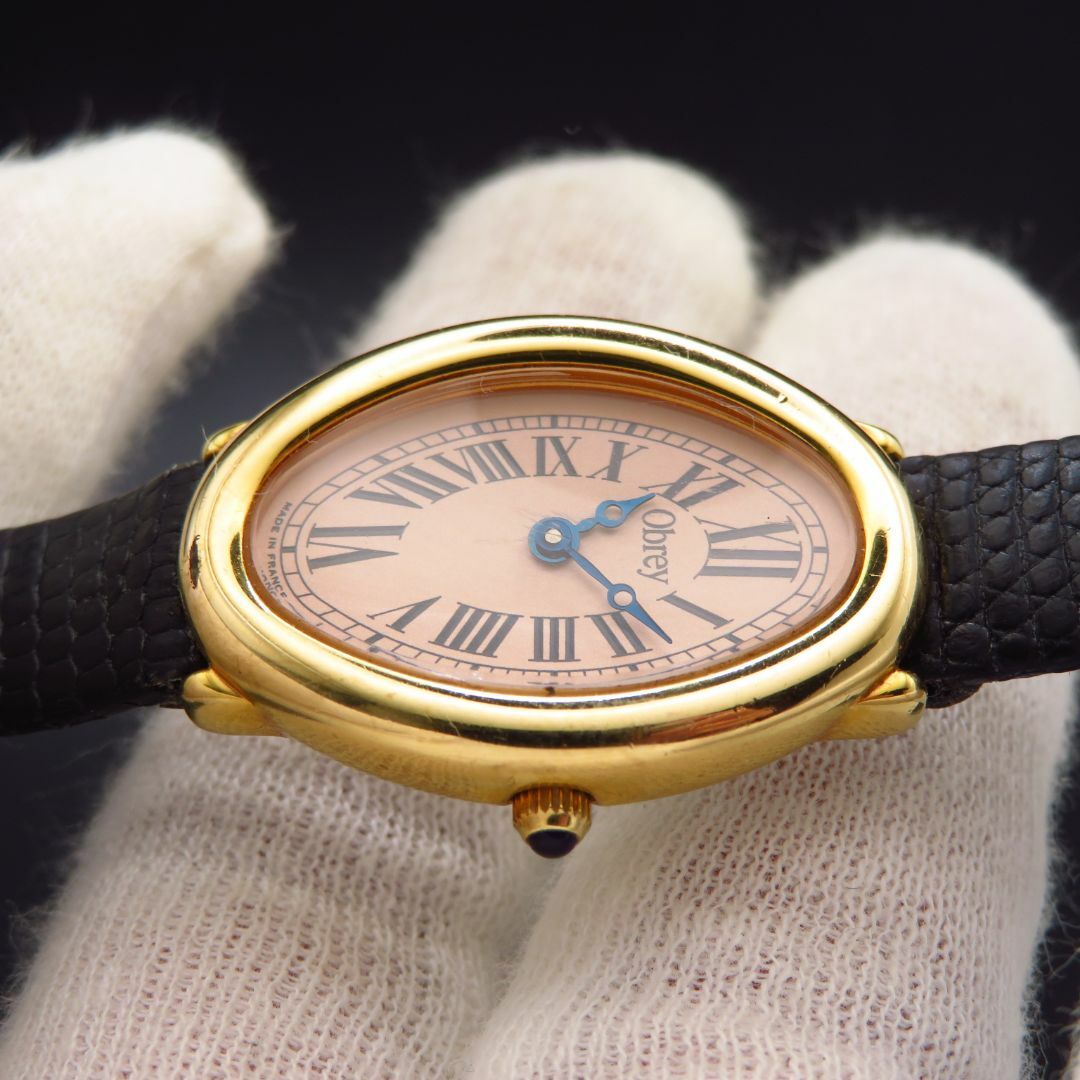 Obrey 腕時計 オーバルフェイス ローマン ゴールド ブレゲ針 フランス製 レディースのファッション小物(腕時計)の商品写真