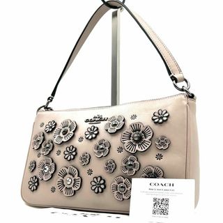 コーチ(COACH)の《極美品》COACH ティーローズ アクセサリーポーチ レザーハンドバッグ 花柄(ハンドバッグ)