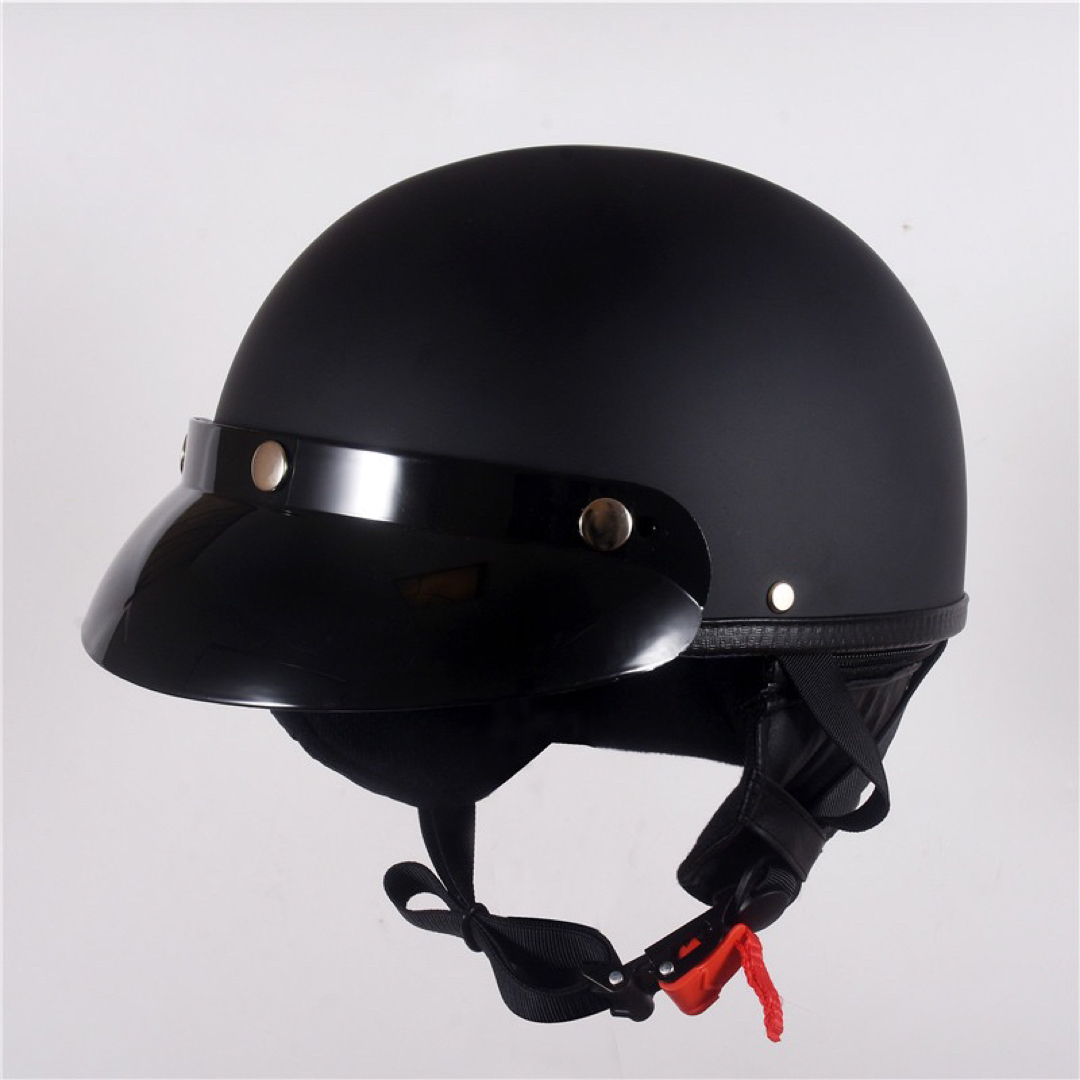 高品質 原付ヘルメット ハーフヘルメット黒 半キャップ半帽子 男女型 四季通用 自動車/バイクのバイク(ヘルメット/シールド)の商品写真