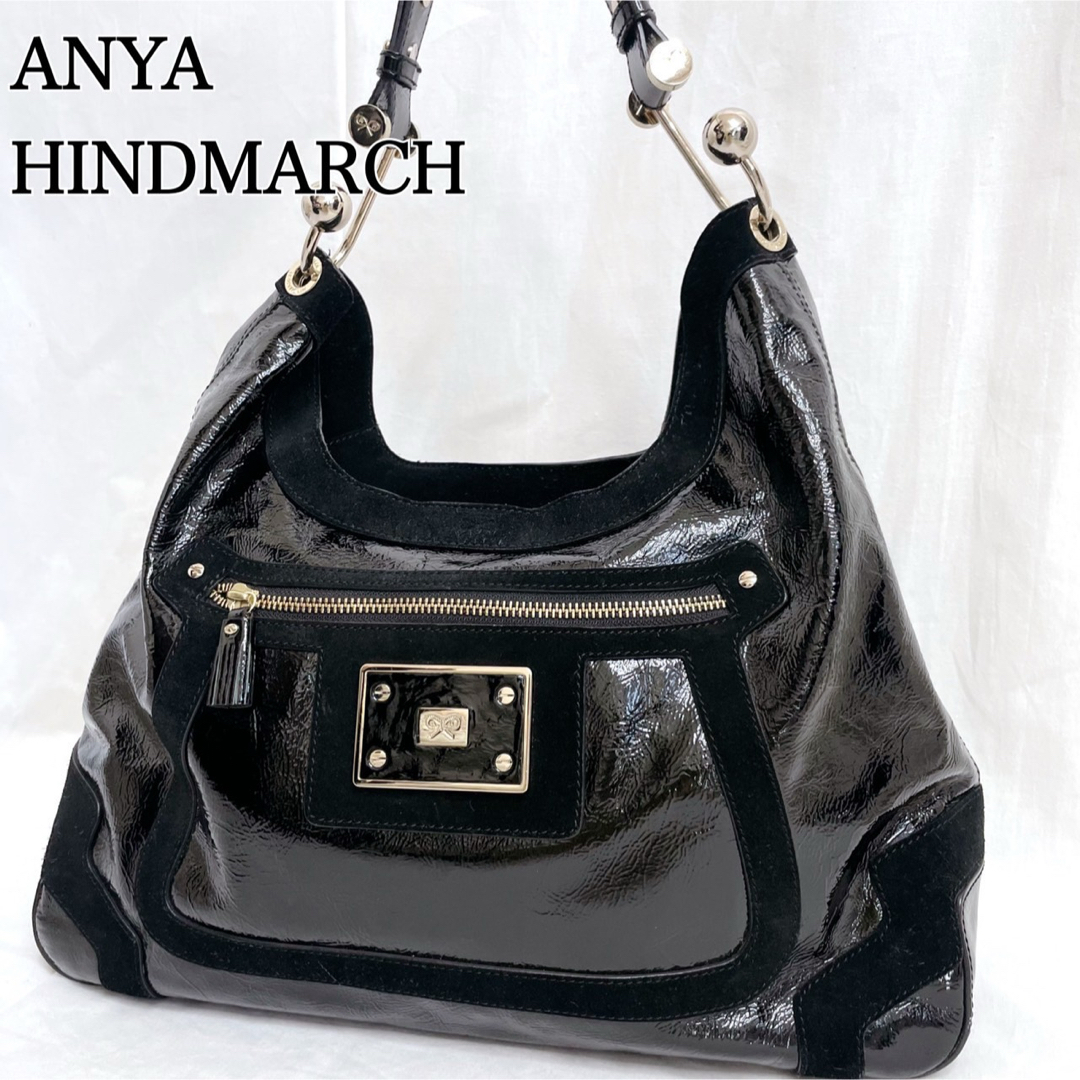 ANYA HINDMARCH(アニヤハインドマーチ)のANYAHINDMARCH エナメル 本革レザー ハンドワンショルダー トート レディースのバッグ(トートバッグ)の商品写真