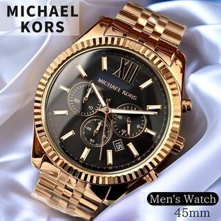 マイケルコース(Michael Kors)のMICHAEL KORS マイケルコース メンズ腕時計 黒ゴールド クロノグラフ(腕時計(アナログ))