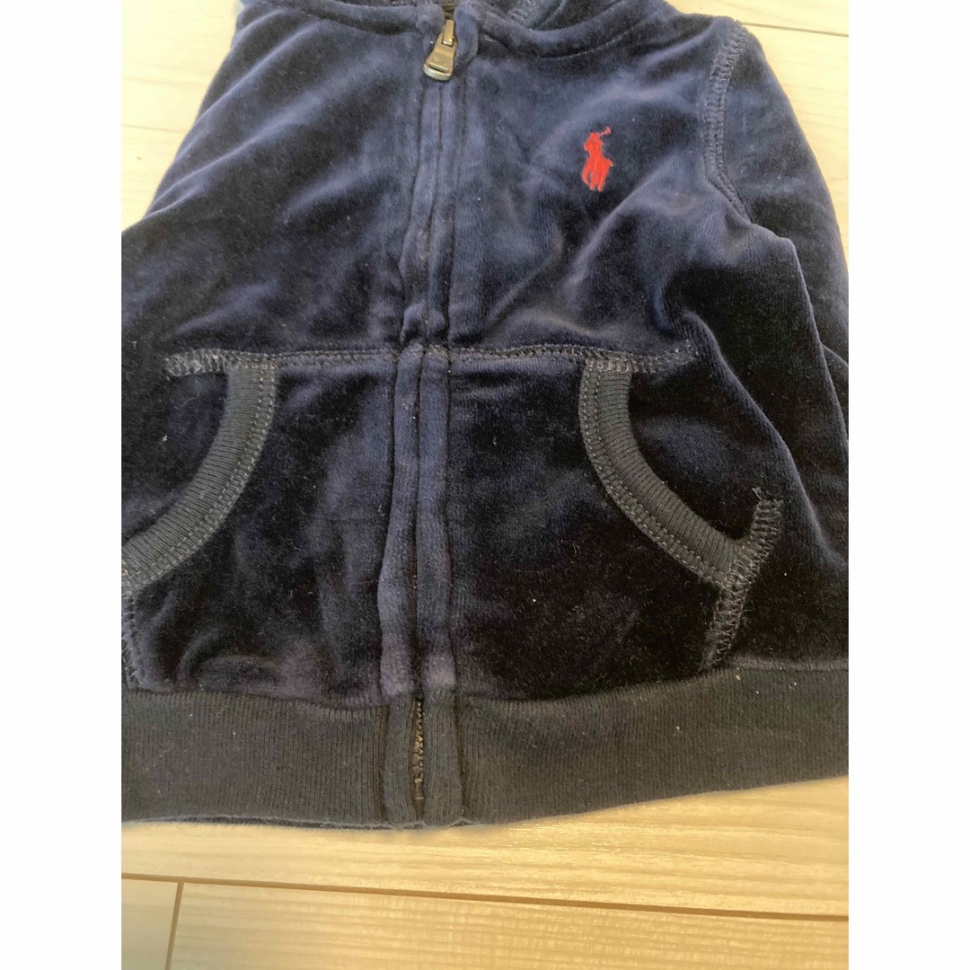 POLO RALPH LAUREN(ポロラルフローレン)のポロ　ラルフローレン　新生児　パーカー　カーディガン　ベロア　フード　ロンパース キッズ/ベビー/マタニティのベビー服(~85cm)(ロンパース)の商品写真