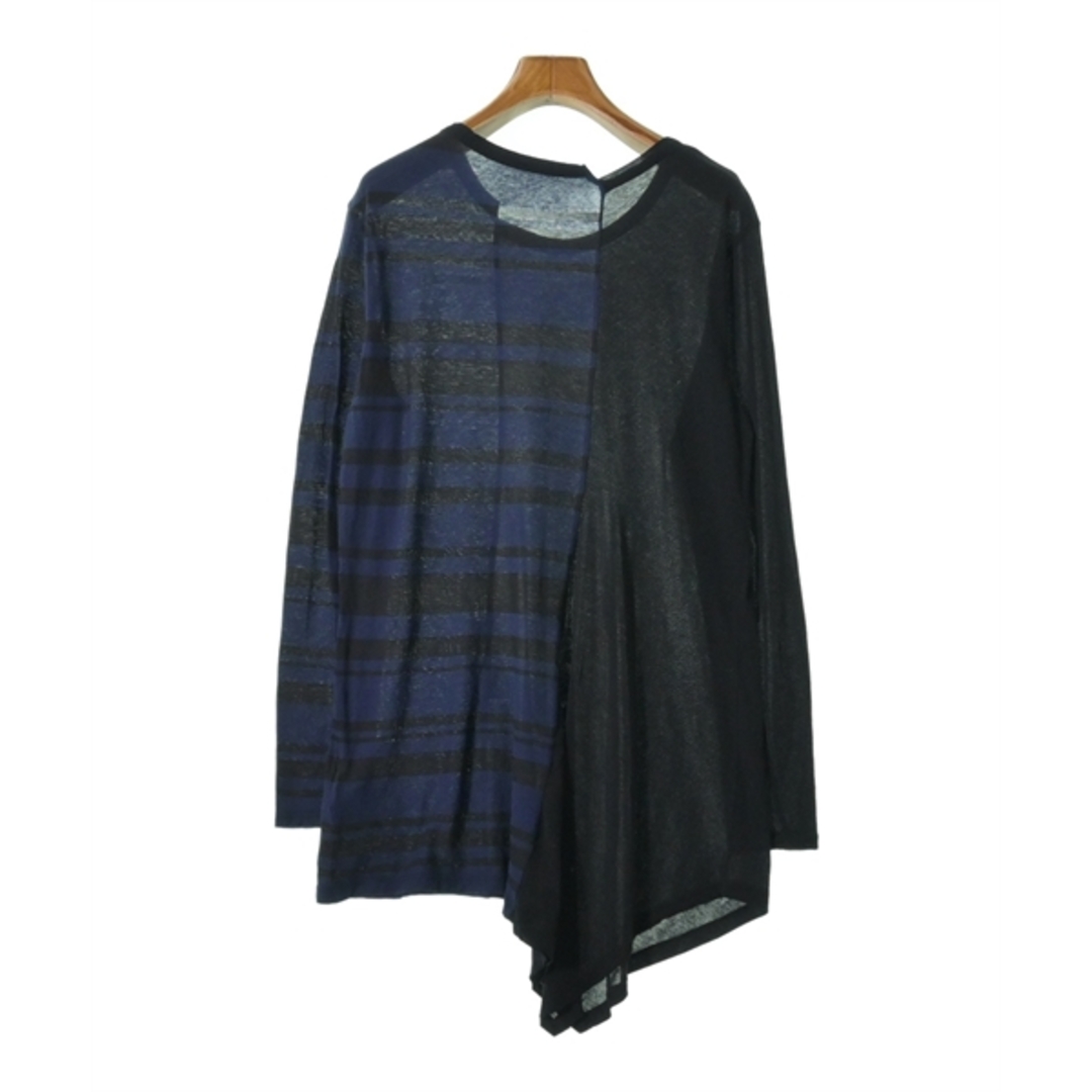 Yohji Yamamoto(ヨウジヤマモト)のYOHJI YAMAMOTO Tシャツ・カットソー 2(S位) 黒x紺 【古着】【中古】 レディースのトップス(カットソー(半袖/袖なし))の商品写真