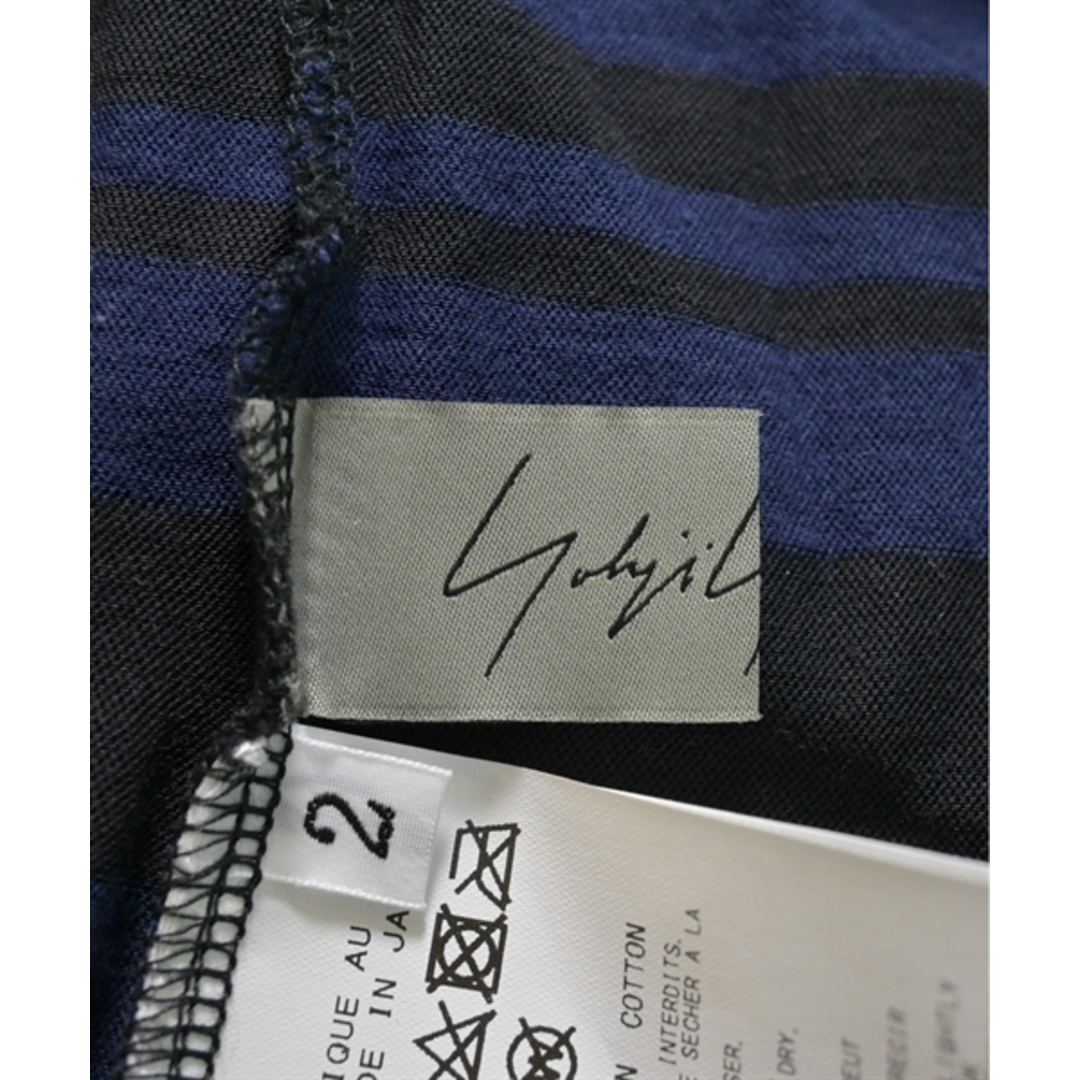 Yohji Yamamoto(ヨウジヤマモト)のYOHJI YAMAMOTO Tシャツ・カットソー 2(S位) 黒x紺 【古着】【中古】 レディースのトップス(カットソー(半袖/袖なし))の商品写真