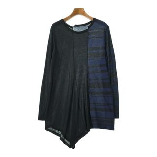 ヨウジヤマモト(Yohji Yamamoto)のYOHJI YAMAMOTO Tシャツ・カットソー 2(S位) 黒x紺 【古着】【中古】(カットソー(半袖/袖なし))