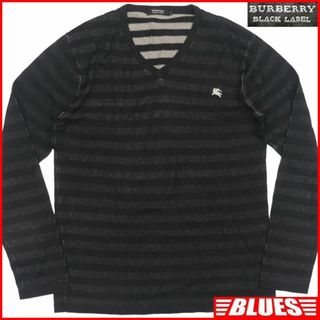 バーバリーブラックレーベル(BURBERRY BLACK LABEL)の廃盤 バーバリーブラックレーベル セーター ニット L 黒 シルク TJ926(ニット/セーター)