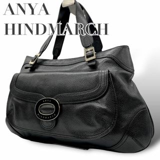 アニヤハインドマーチ(ANYA HINDMARCH)の美品　アニヤハインドマーチ　B2 本革　レザー　ハンドバッグ　ブラック(ハンドバッグ)