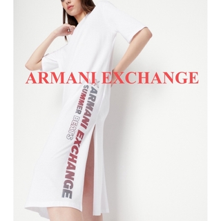 アルマーニエクスチェンジ(ARMANI EXCHANGE)のARMANI EXCHANGE サイドスリットクルーネックTシャツワンピース(ロングワンピース/マキシワンピース)