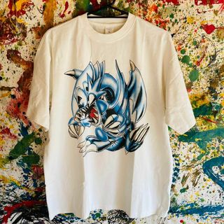 ブルーアイズ リプリント Tシャツ 半袖 メンズ 新品 個性的 白(Tシャツ/カットソー(半袖/袖なし))