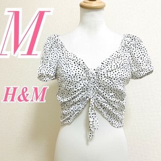 H&M - エイチアンドエム　ブラウス　M　ブラック　ホワイト　ドット　カジュアル