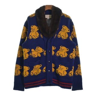 グッチ(Gucci)のGUCCI グッチ カーディガン L 紺x黄(総柄) 【古着】【中古】(カーディガン)