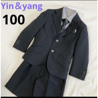 yin yang - 【美品】Yin ＆yang  フォーマルスーツ 100 ブラック ネクタイ 春