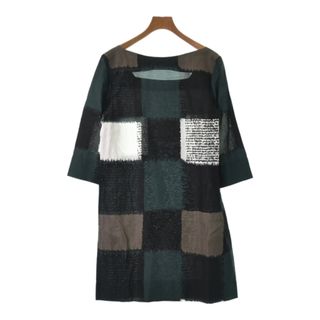 マルニ(Marni)のMARNI マルニ ワンピース 42(M位) 緑x黒x白(チェック) 【古着】【中古】(ひざ丈ワンピース)