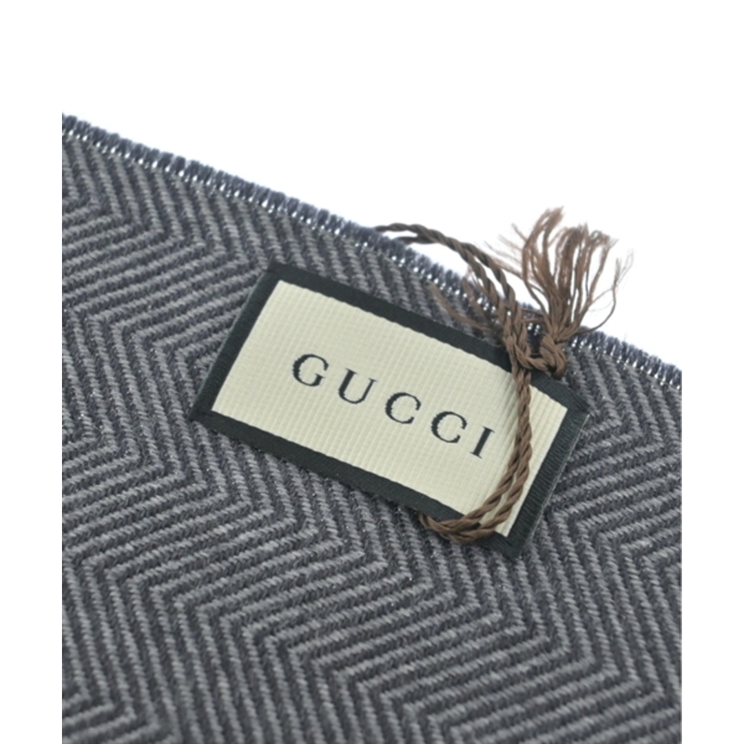 Gucci(グッチ)のGUCCI グッチ マフラー - グレー系(ヘリンボーン) 【古着】【中古】 メンズのファッション小物(マフラー)の商品写真