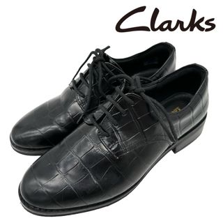 クラークス(Clarks)の〈美品〉Clarks クラークス【22cm】レザー 型押し ローファー  黒(ローファー/革靴)