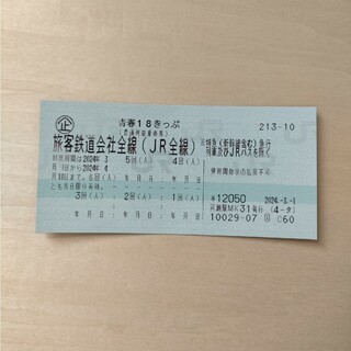 ジェイアール(JR)の青春18きっぷ　新品未使用（5 回分）(鉄道乗車券)