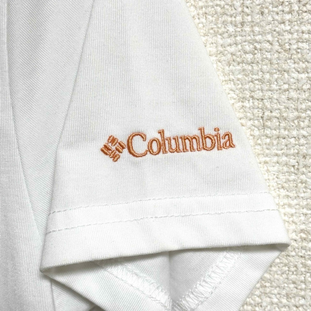 Columbia(コロンビア)の【美品】コロンビア Tシャツ 半袖 ホワイト S 刺繍ロゴ プリント インナー レディースのトップス(Tシャツ(半袖/袖なし))の商品写真