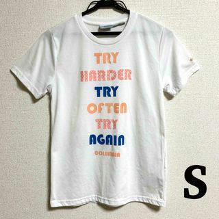 コロンビア(Columbia)の【美品】コロンビア Tシャツ 半袖 ホワイト S 刺繍ロゴ プリント インナー(Tシャツ(半袖/袖なし))