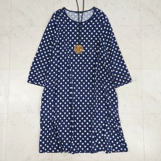 マリメッコ(marimekko)の美品♪ マリメッコ Marimekko サイズXL ドットワンピース 綿100%(ロングワンピース/マキシワンピース)