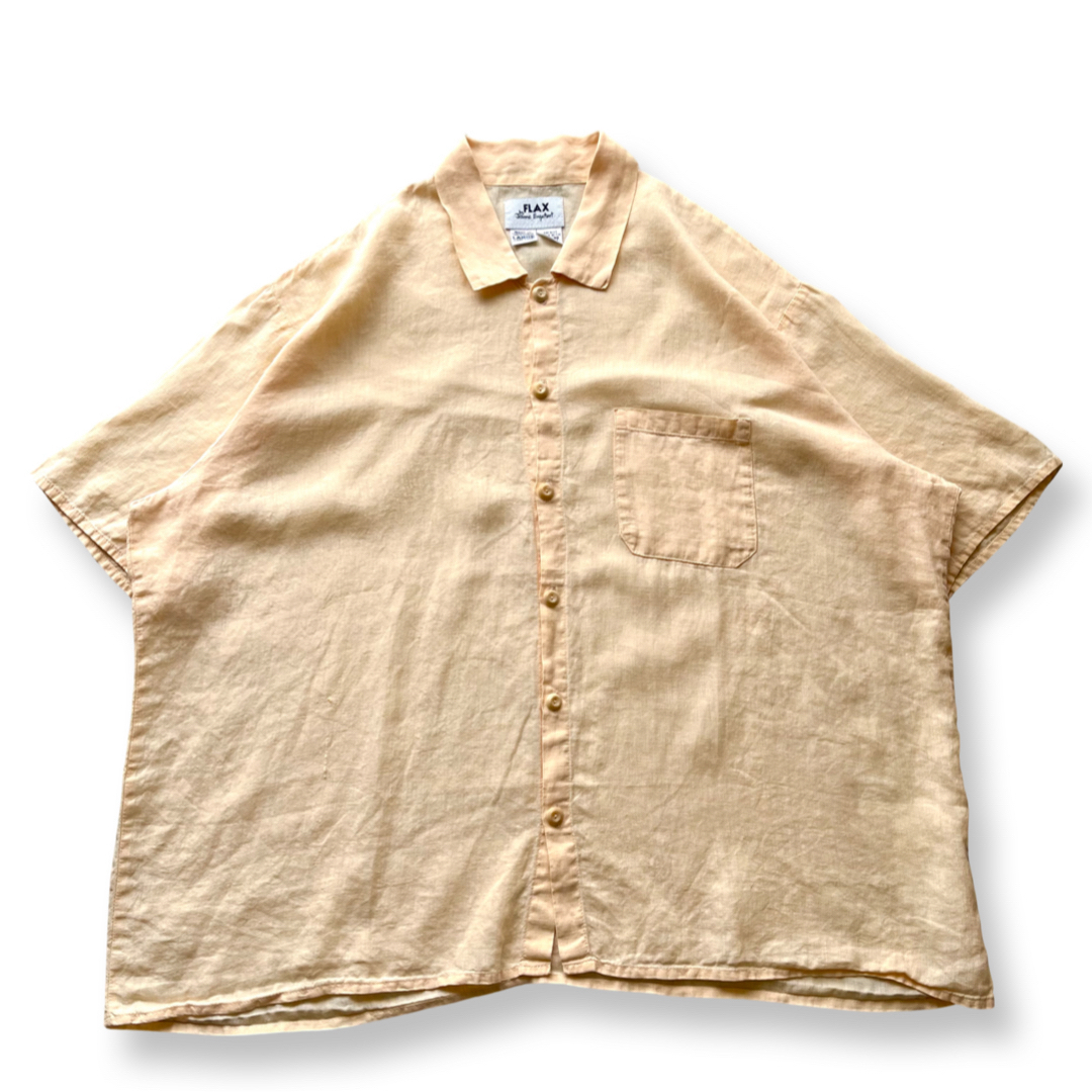 VINTAGE(ヴィンテージ)の【ヴィンテージ】70s FLAX 半袖リネンシャツ L 麻100% リトアニア製 メンズのトップス(シャツ)の商品写真