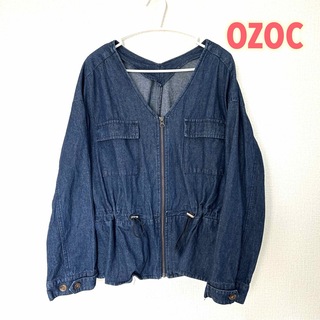 OZOC - オゾック ノーカラー デニムジャケット 薄手 アウター レディース OZOC M