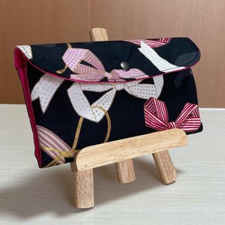 ハンドメイド　リボン　猫ちゃん　通帳ケース　マルチポーチ(ポーチ)