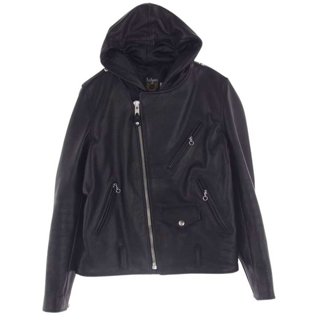 schott(ショット)のschott ショット ジャケット 503HDT 訳有 HOODED ONESTAR 牛革 カウハイド フード ワンスター レザー ライダース ジャケット ブラック系 38【中古】 メンズのジャケット/アウター(その他)の商品写真