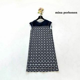 ミナペルホネン(mina perhonen)の【mina perhonen】2019年＊アネモネ　フレンチスリーブドレス　36(ひざ丈ワンピース)