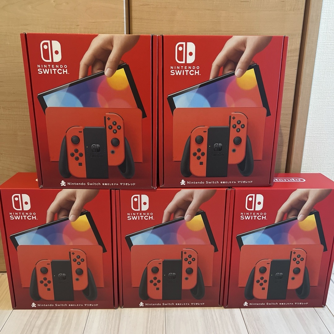 Nintendo Switch有機elマリオレッド5台新品未使用の通販 by るる's