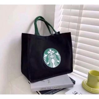 大容量トートバッグ エコバッグ スターバックス 　STARBUCKS　ブラック(トートバッグ)