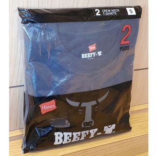 ヘインズ(Hanes)の【新品】2枚組 Hanes BEEFY クルーネックT BLACK Sサイズ 黒(Tシャツ/カットソー(半袖/袖なし))