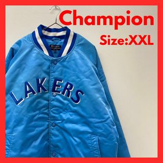 Champion - 【即日発送】古着　チャンピオン　NBA　レイカーズ　スタジャン　水色　XXL