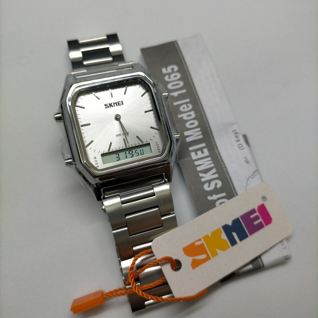 30m防水コンパクト デジアナウォッチ デジタルアナログ腕時計ステンレスSLQ メンズの時計(腕時計(デジタル))の商品写真