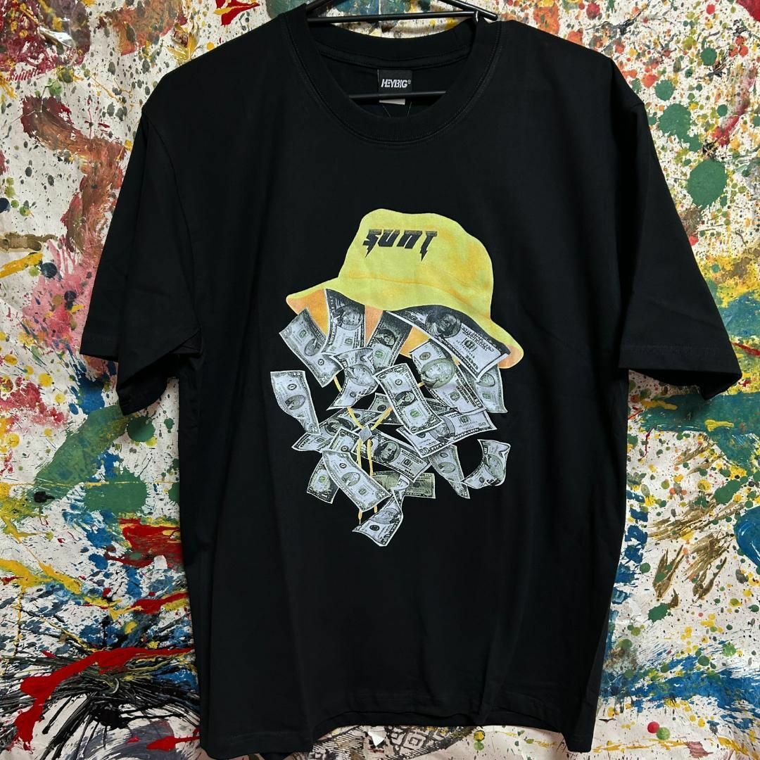 MONEY DOPE Tシャツ 半袖 メンズ 新品 個性的 黒 イエロー メンズのトップス(Tシャツ/カットソー(半袖/袖なし))の商品写真