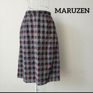 【送料無料】MARUZEN 希少 海島綿100% レトロ調 スカート M L(ひざ丈スカート)