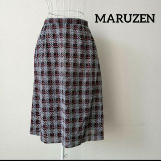 【送料無料】MARUZEN 希少 海島綿100% レトロ調 スカート M L(ひざ丈スカート)