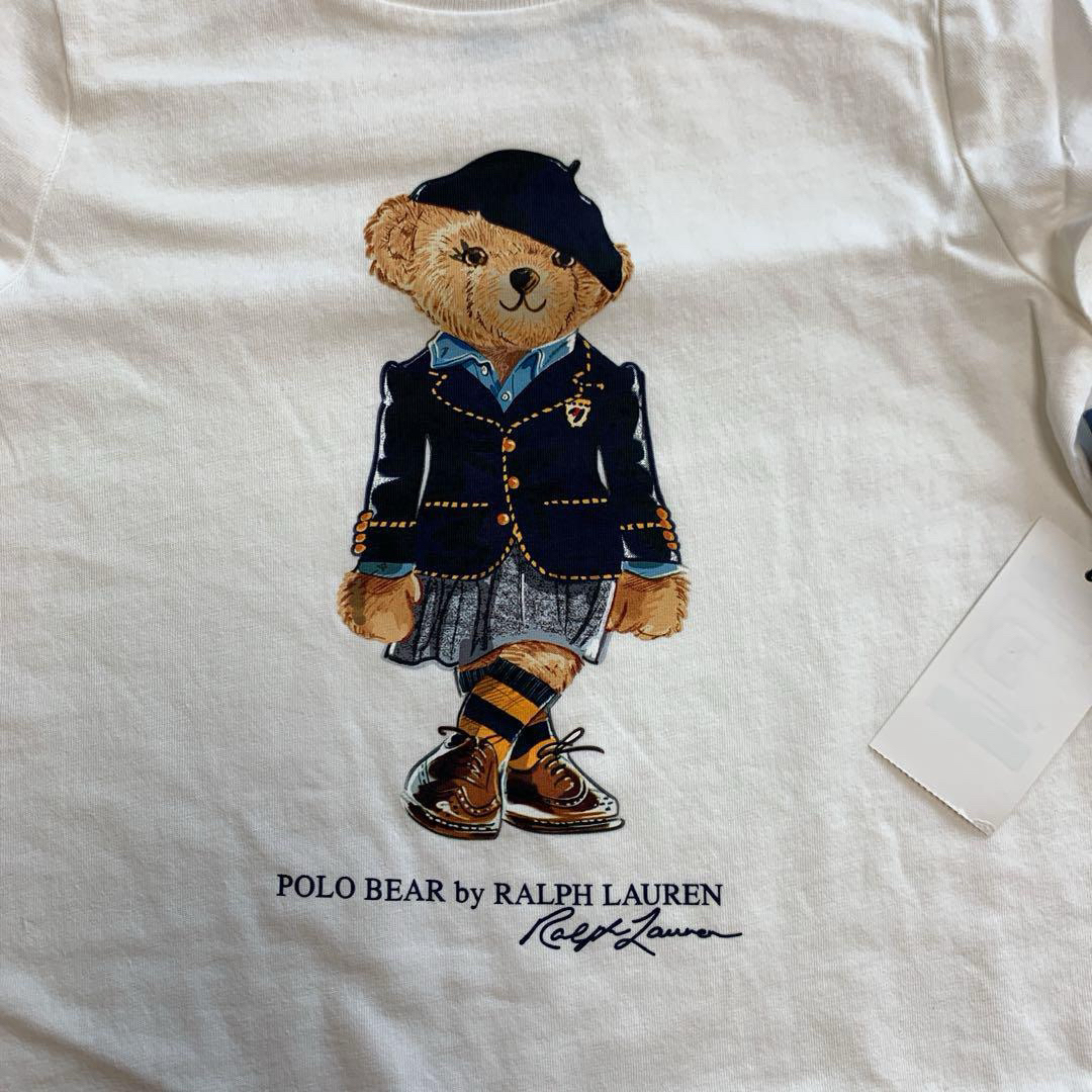 Ralph Lauren(ラルフローレン)の【新品】ラルフローレン ポロベア Tシャツ ワンピース ホワイト 6 キッズ/ベビー/マタニティのキッズ服女の子用(90cm~)(ワンピース)の商品写真